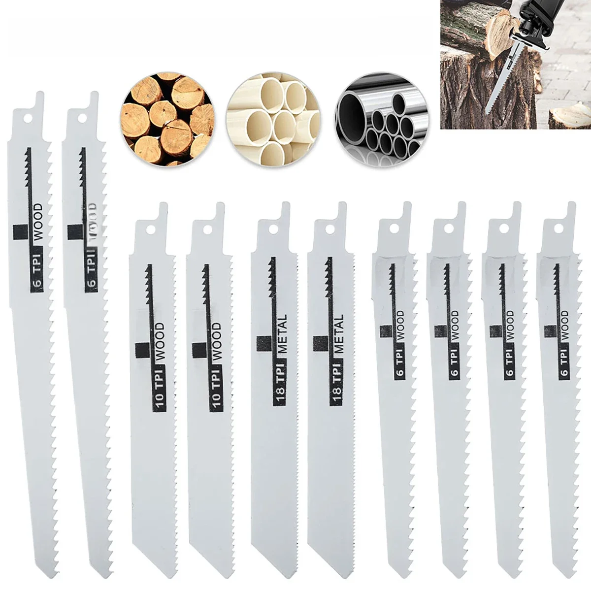 10 Stuks Reciprozaagbladen Sabelzaag Handzaag Multi Zaagblad Voor Hout Metaal Plastic Pijp Snijden Power Tool accessoires - afbeelding 2