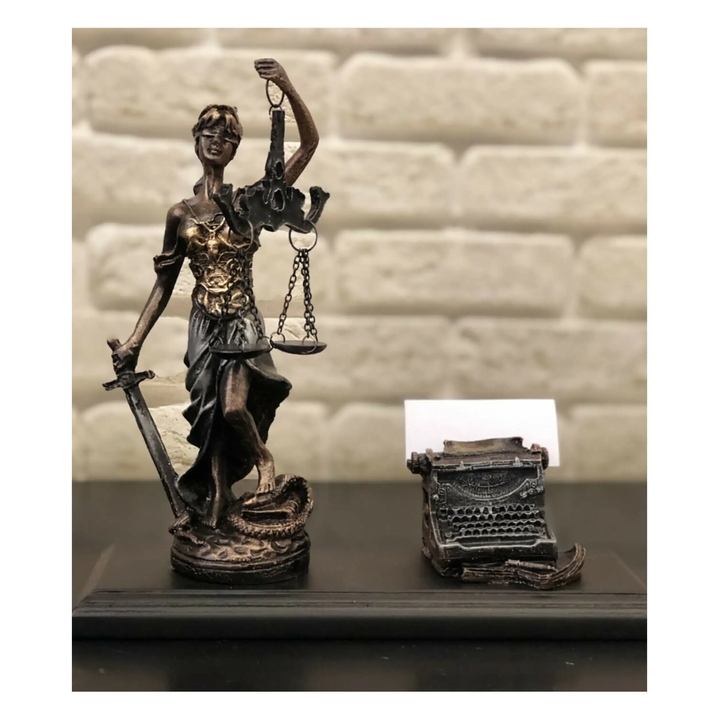 Themis Statue Desktop Business Card Holder, Statue of Justice Trinket, Housewarming gift, Justice sculpture, Mother Day Gift