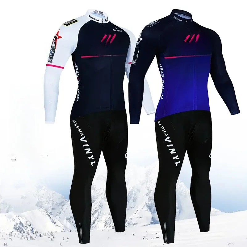 Winter QUICK STEP Fietsshirts Set MTB Fietskleding Maillot Ropa Ciclismo Invierno Fiets Thermische Fleece Fietskleding - afbeelding 2