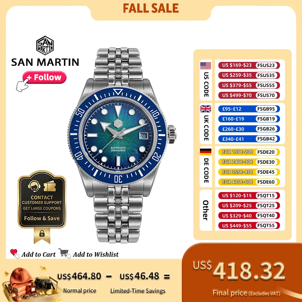 San Martin 40mm Men Diver Watches Original Design High-end Luxury Man Watch Miyota 9015 Automatic Mechanical Waterproof 20Bar