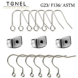 TGNEL TA2 Pure Titanium Plug Earrings DIY Set Circle Hooks 10/20/50/100 Pcs Open Connects Jewelry Making Needle Stopper Pins