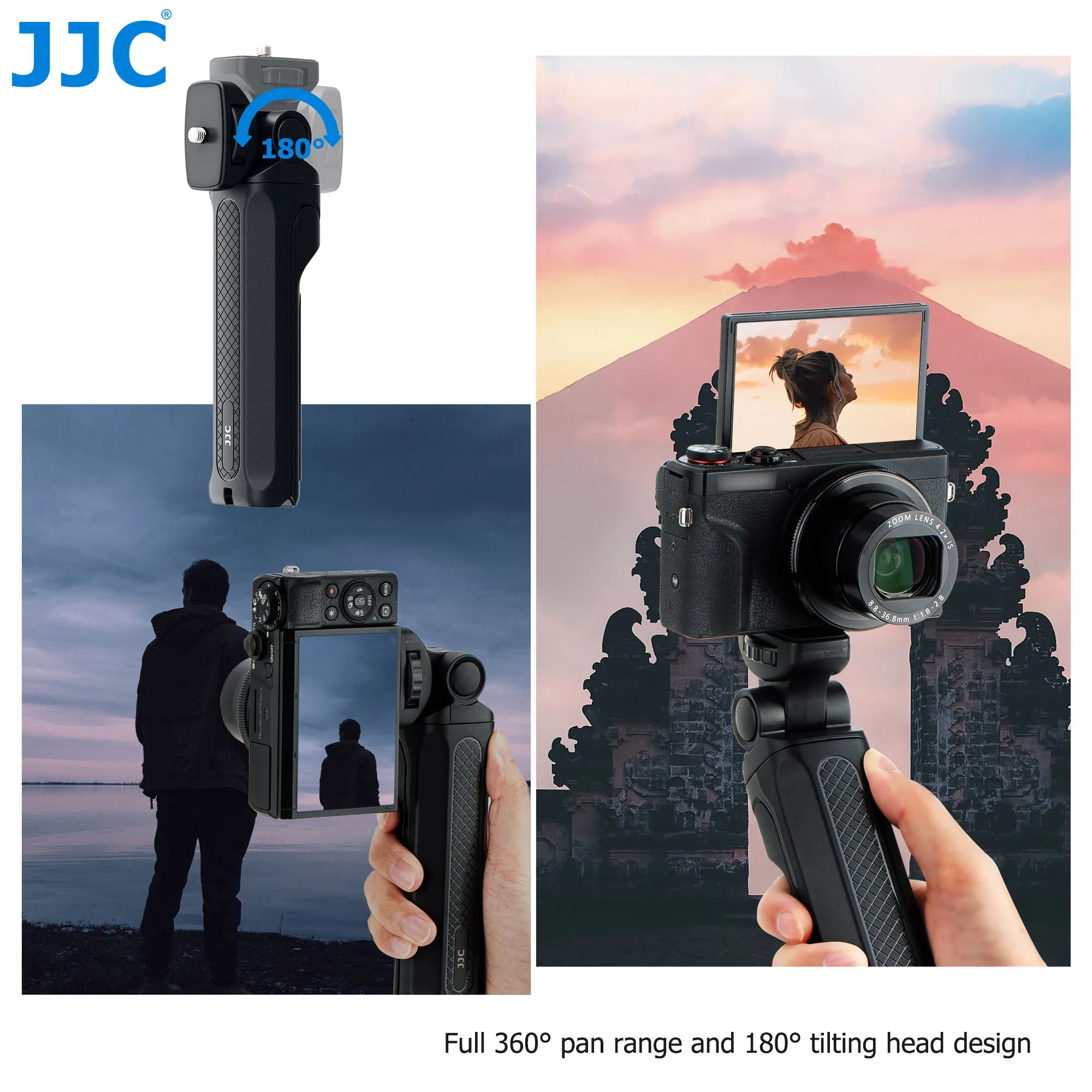 JJC Shooting Grip Tripod Compact Desktop Tripod with Full 360° Pan Range For Vlog Selfie live Streaming Vlogging Accessories