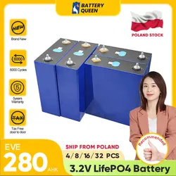 Poland Stock New 6000 Cycles  EVE 280AHK 3.2V Rechargeable Lifepo4 Battery 12V24V48V For EV Boats Solar Storage Tax Free