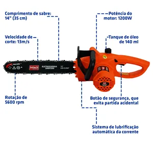Electroserra Electric Motoserra 14 in 1200W SAW1200 INTECH MACHE - 220 V 10 Hauptverkäufe Serra Sabre 220V - №6