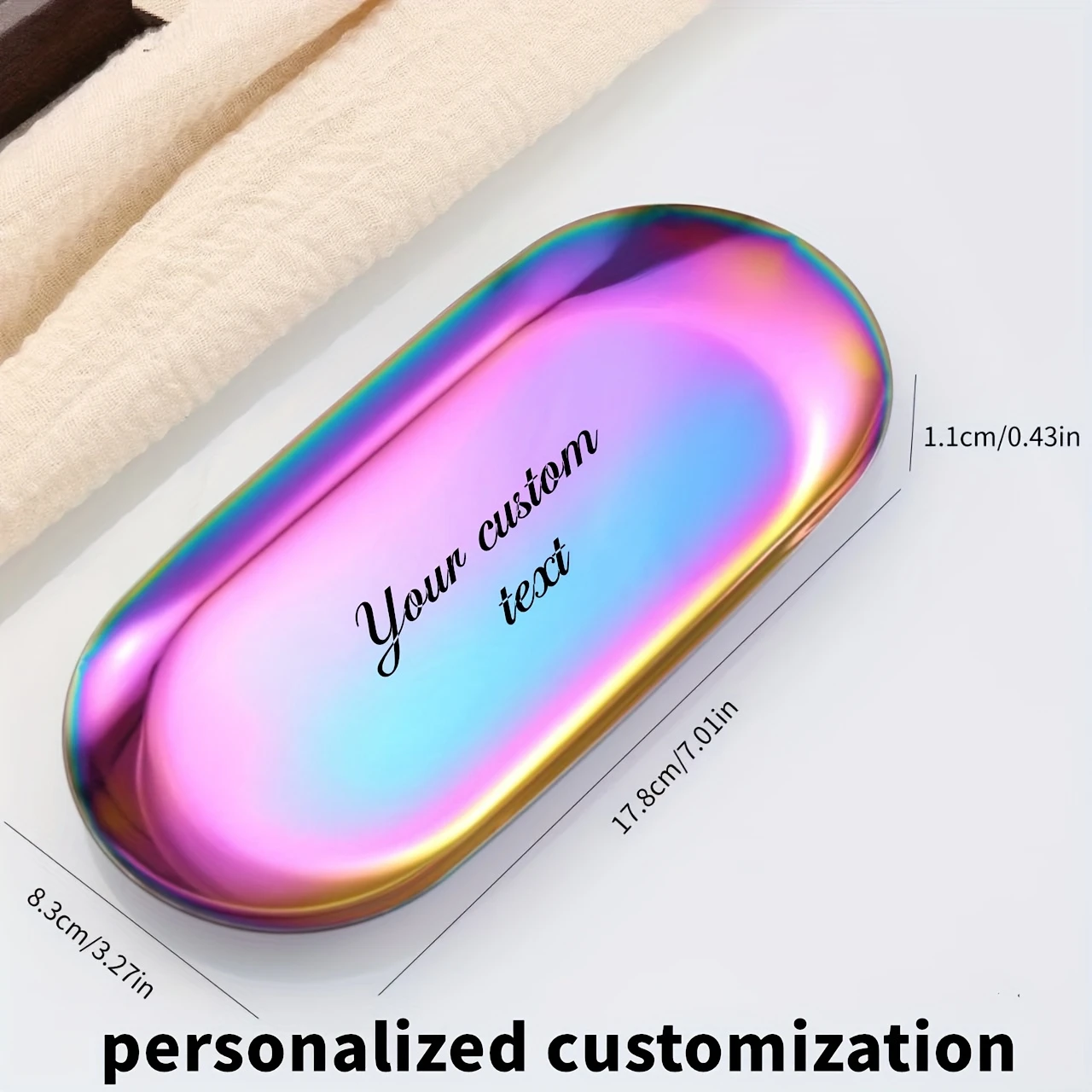 Custom Name Oval Metal Jewelry Tray, Personalized Decorative Storage Tray, Ideal Holder for Rings, Bracelets and Daily Jewellery