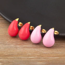 Nidin New Arrival Waterdrop Shape Chunky Dome Charm Earrings 6 Colors For Women Fashion Female Ear Jewelry Accessories Gifts