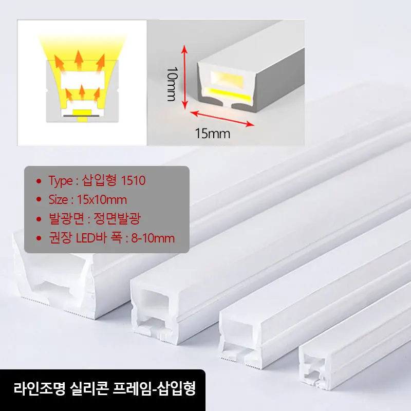 

LED Bar Flexible Silicone Tube Frame Insertion Q-1510 front light emitting line lighting silicone heat Sinner