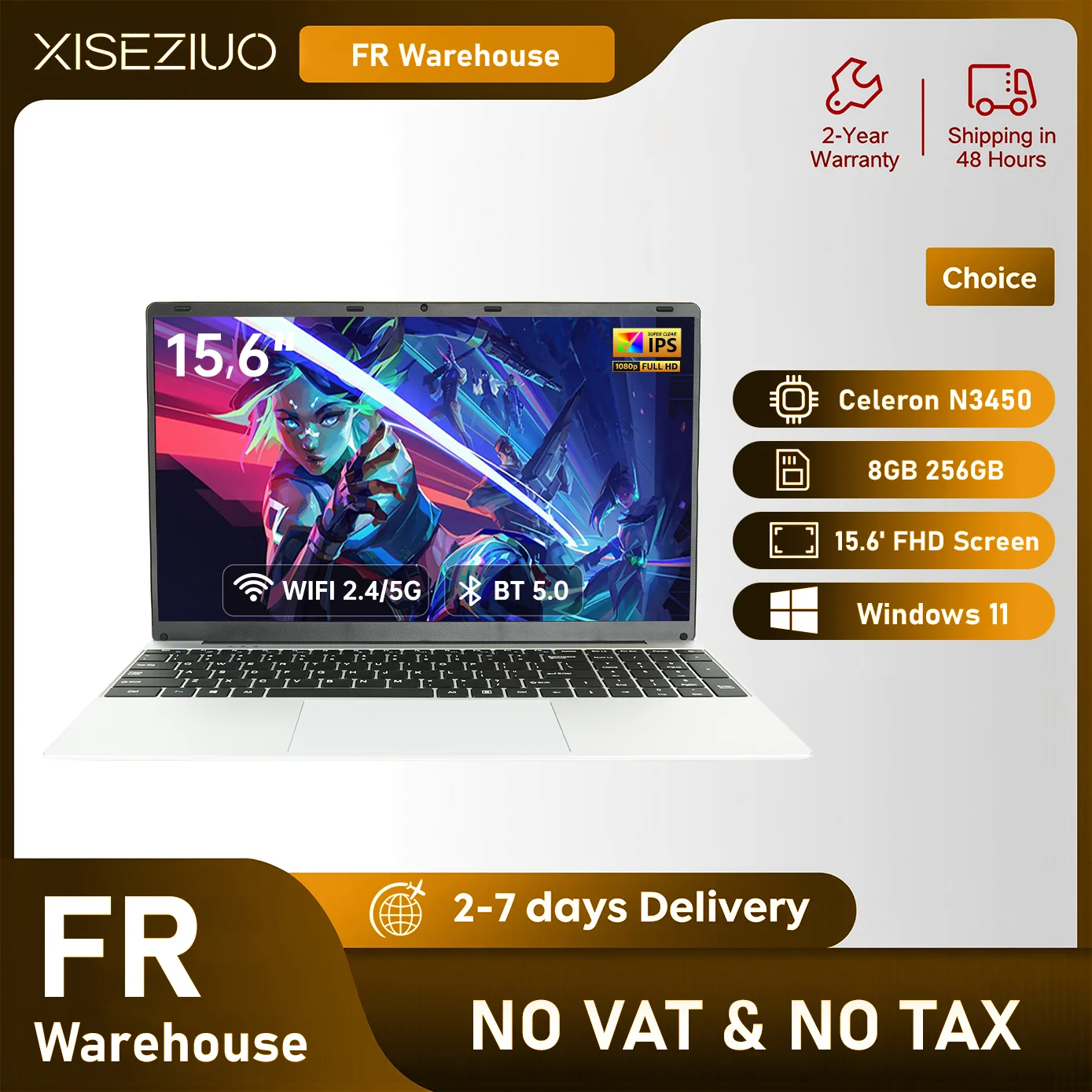 Nouvel 2026 Ordinateur Portable 15.6  Pouces, 8 Go DDR4 RAM 256 Go SSD Processeur Celeron Intel  N3450,5000mAh Écran IPS 180° PC Portable Windows 11 Pro  Laptop WiFi5 USB3.0 Mini HDMI BT Pour Bureau