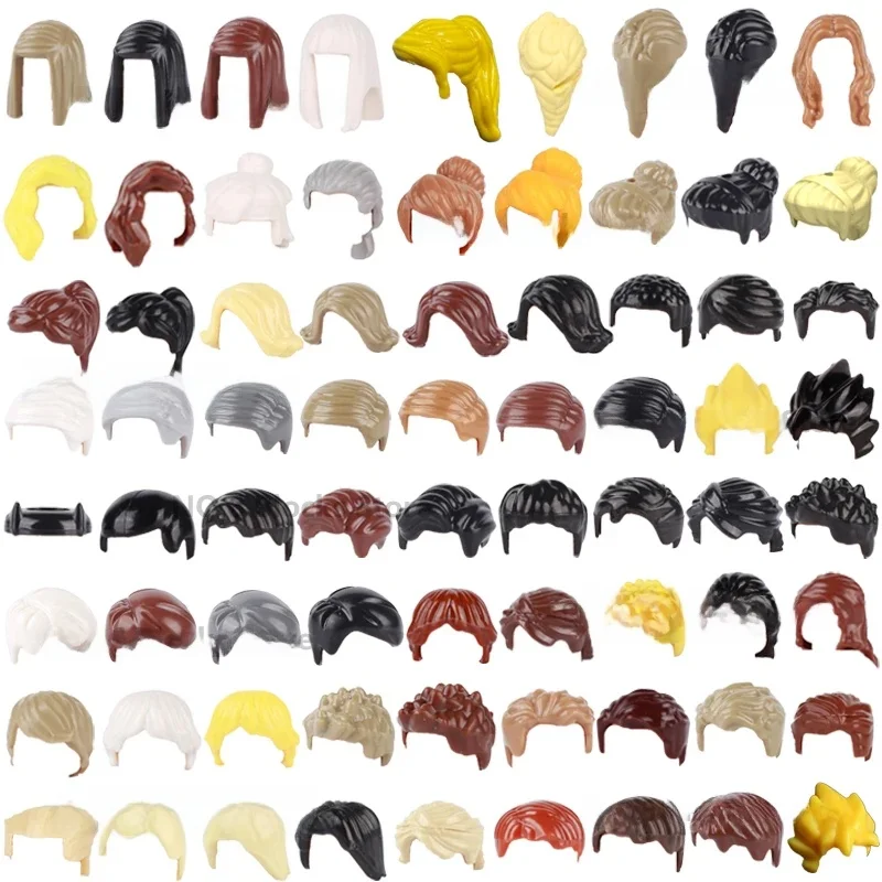 MOC Min – blocs de construction compatibles avec les parties du corps, accessoires pour cheveux, bricolage, ville, cheveux de garçon, fille, brique, jouet pour enfants, cadeaux