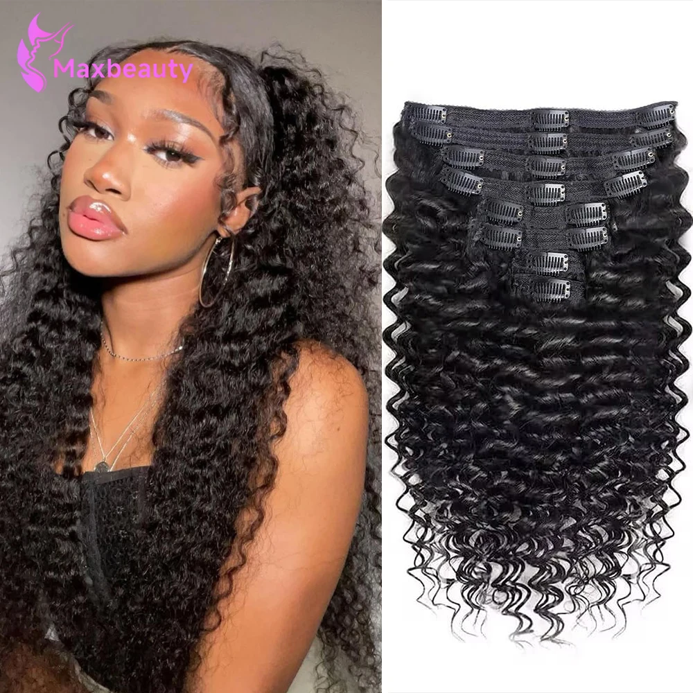 

Натуральные черные кудрявые накладные пряди для волос Human Curly Hair Clip Ins, 120 г/упаковка, для женщин, с эффектом водной волны