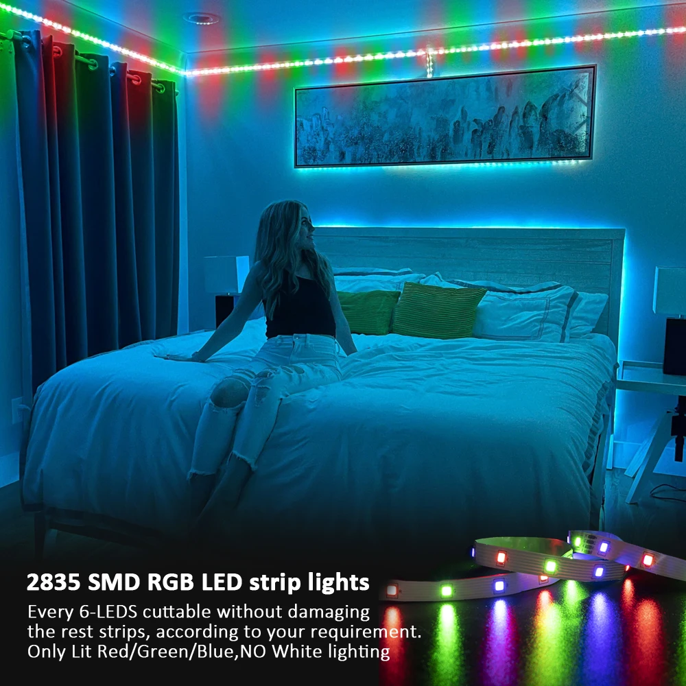 RGB LED Strip,APP+Remote Control, Music Sync ,54Leds Per Meter, RGB Lights Flexible LED Lamp Tape Ribbon RGB TV Desktop Screen