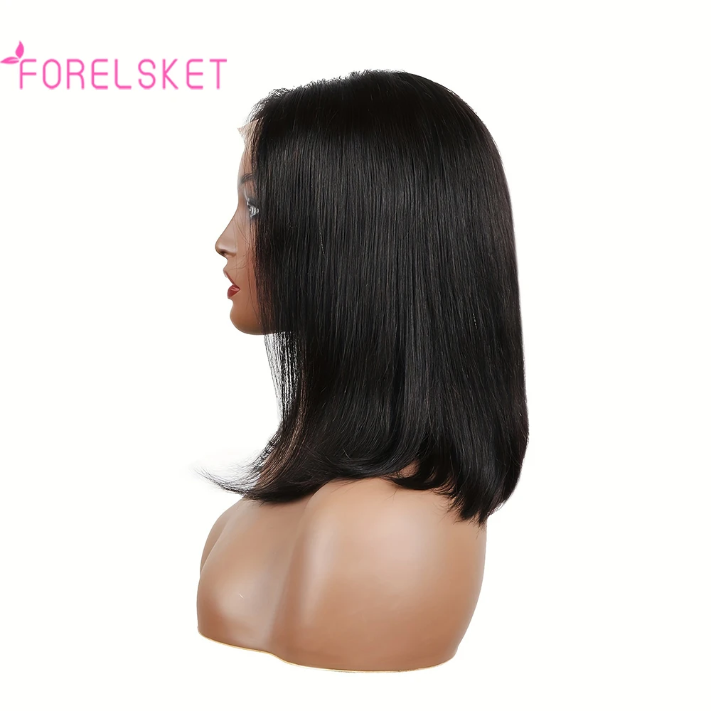 FORELSKET HD Transparent Lace Front Bob Wig 4x4 Lace Closure Bob Wig Human Hair Natural Color Straight 8-16 Inch 150% Density