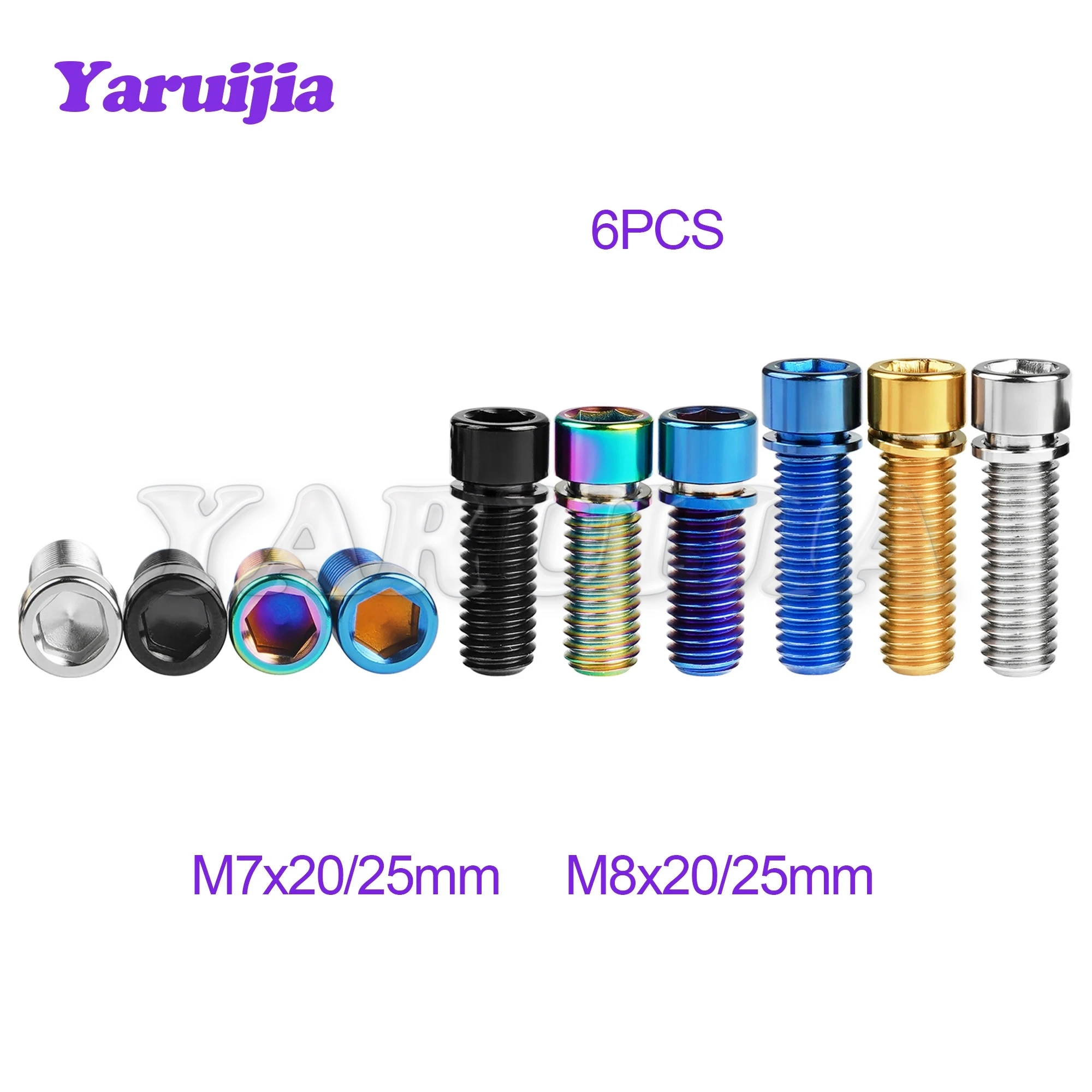 

Yaruijia Titanium Bolt M7x20/25mm Allen Cylindrical Head with Gasket Screws for Bike fix Accessories