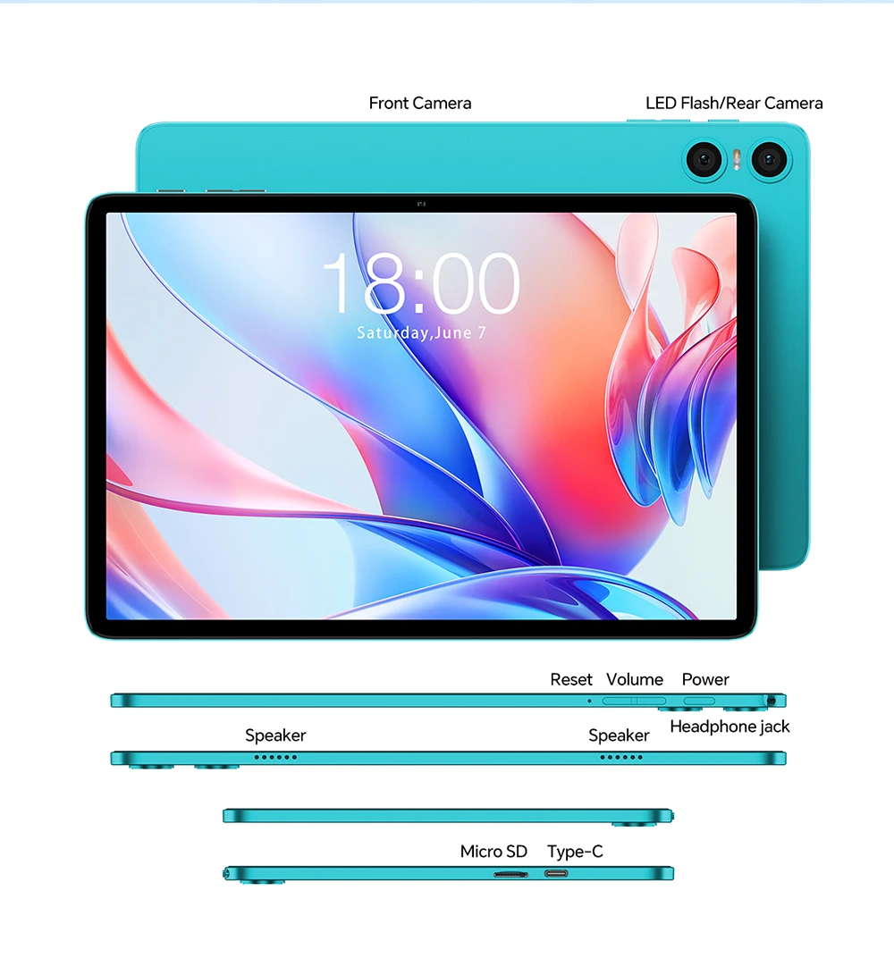 Teclast P30 Tablet 10.1 inch Android 16 12GB RAM 128GB ROM 1280x800 Unisoc T7200 Octa Core 6000mAh 5G&2.4G Wi-Fi