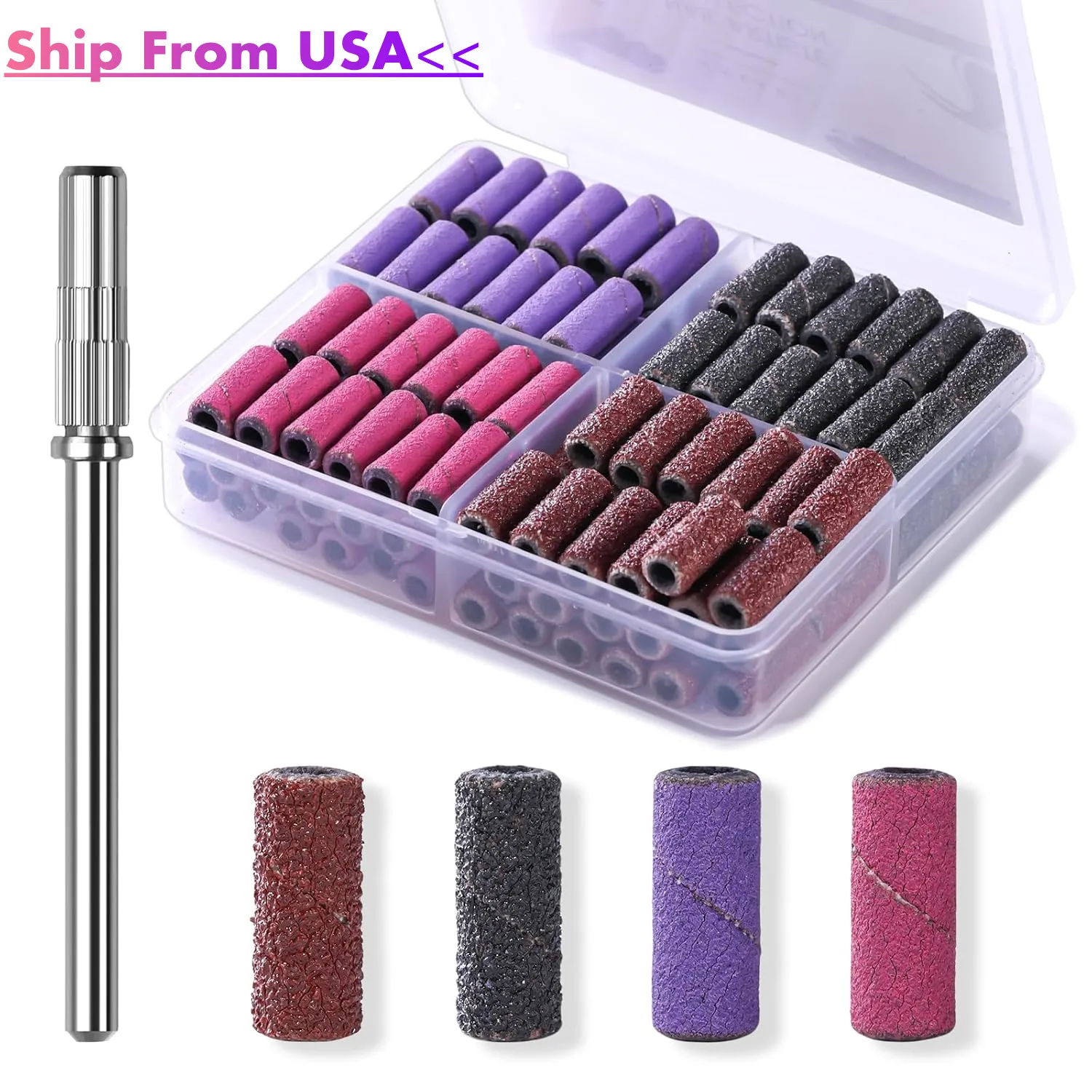 

Makartt Nail Drill Bits Sanding Bands - for Nail Drill 100 Pcs 4 Color Coarse Fine 80/120/180/240 Grit File Small Sanding Band