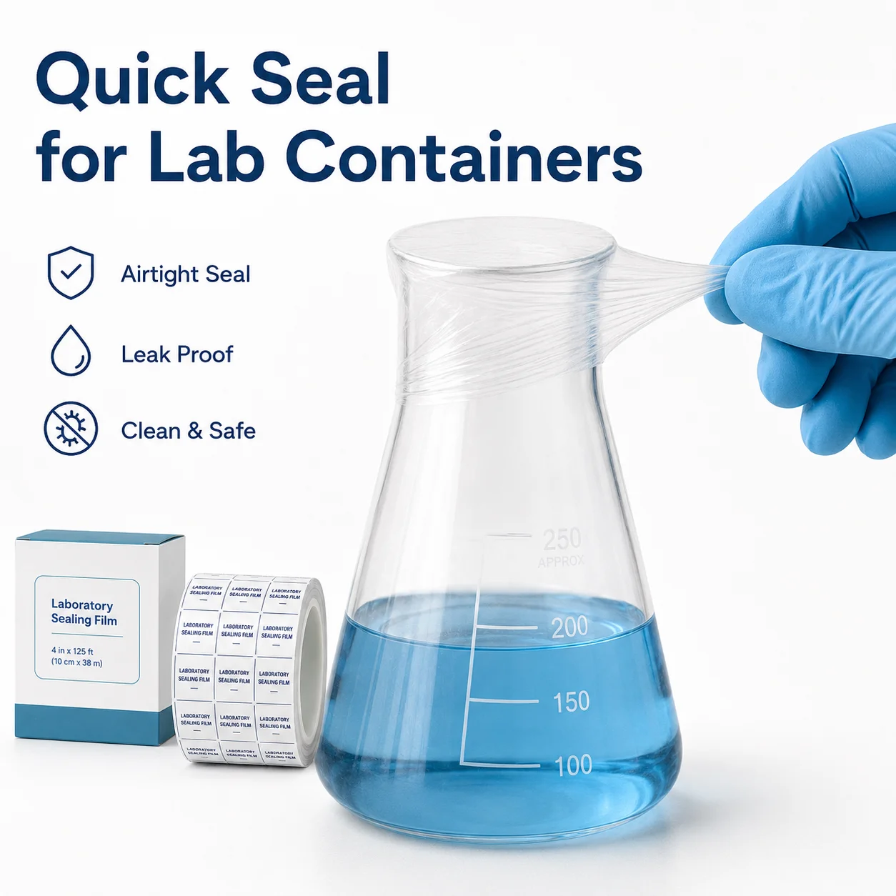 

Flexible Laboratory Sealing Film 1in 2in 4in x 125ft for Flask Bottle Beaker Moisture Proof Protective Seal