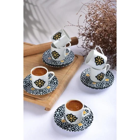 

Porland Malhun 6 Person 12 Piece 90CC Turkish Coffee Set