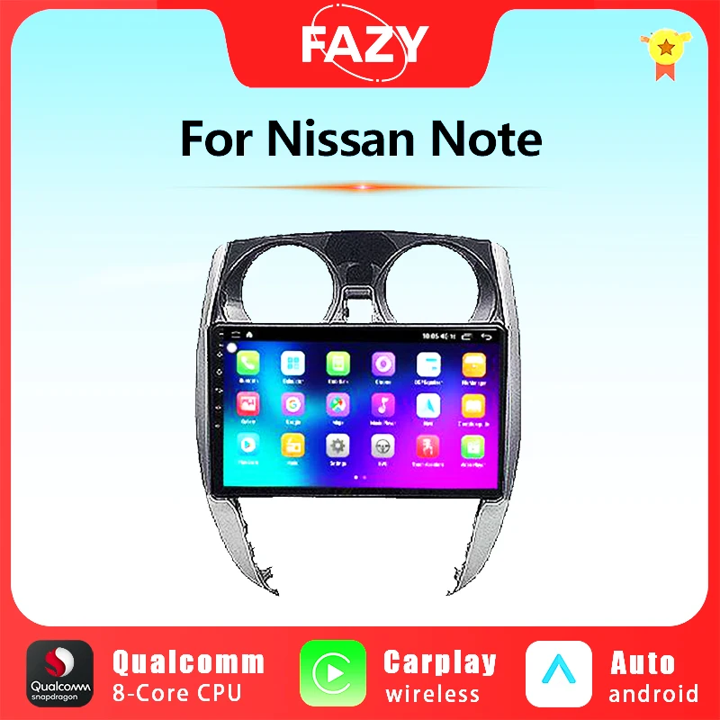 FAZY 9'' 8+256G Android Carplay Auto Radio For Nissan Note Stereo Multimedia Player GPS Navigation Video 4G WIFI DSP Qualcomm