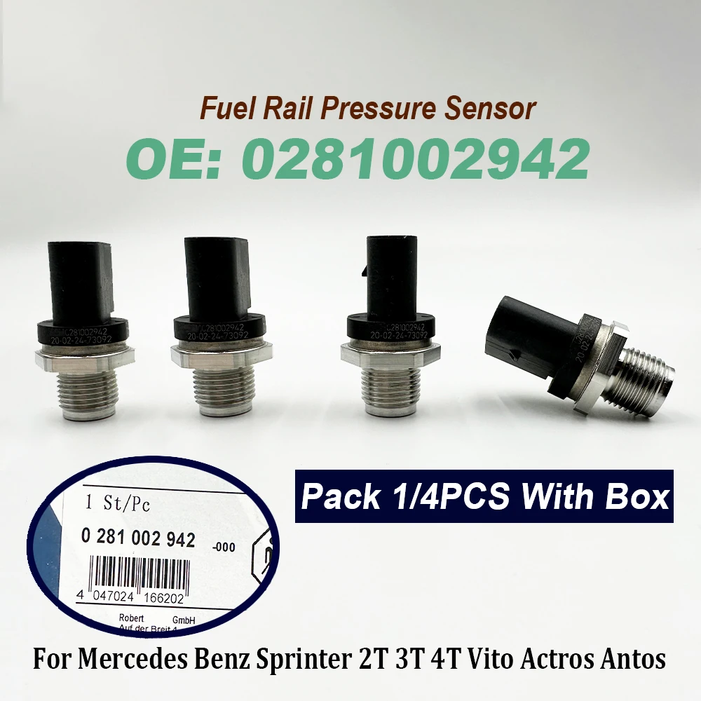 

0281002942 Fuel Rail Pressure Sensor 0281002700 For Mercedes Benz Sprinter 2T 3 T 4T Vito Actros Antos Arocs Citaro W202