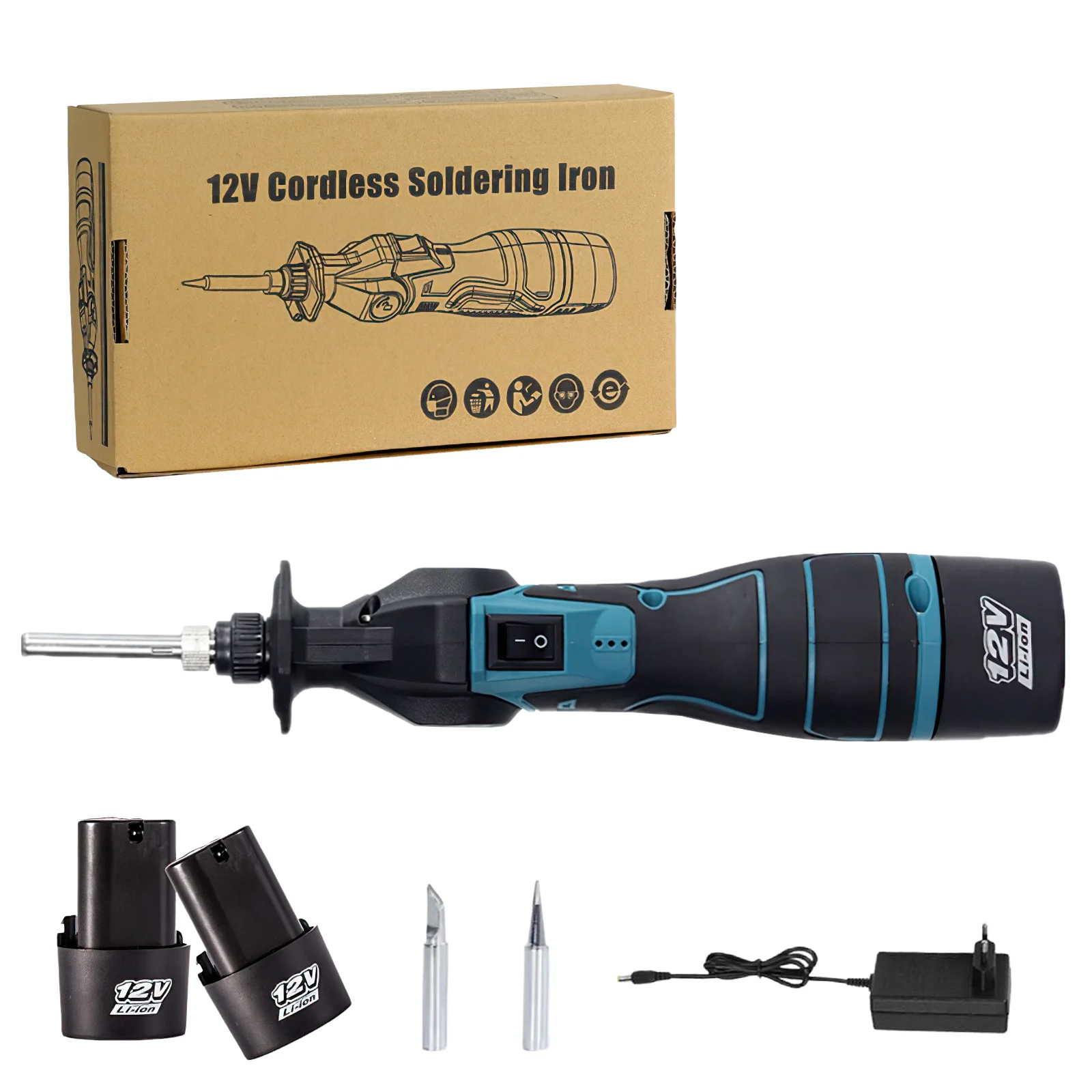 12V Elektrische Soldeerbout Pistool Lasser 30W Snelle Verwarming Verstelbare Temperatuur Legering Soldeer Elektrische Soldeerbout met 2 Batterijen
