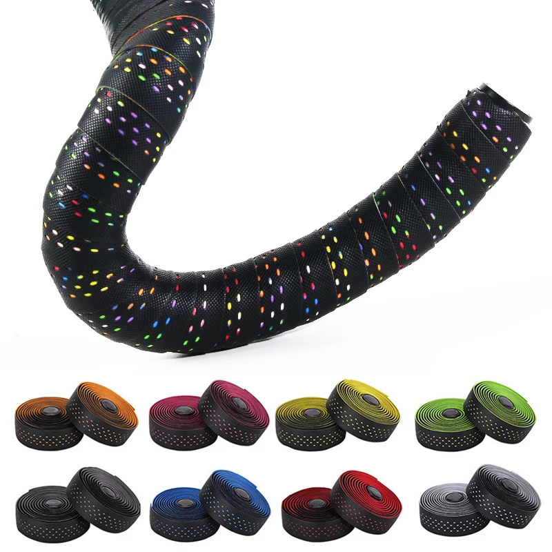 Road Bike Bar Tape Breathable Bicycle Bar Tape EVA/PU Anti-Skid Shock Absorber Bike Wrap Tape with 1 Pair Bar Plugs