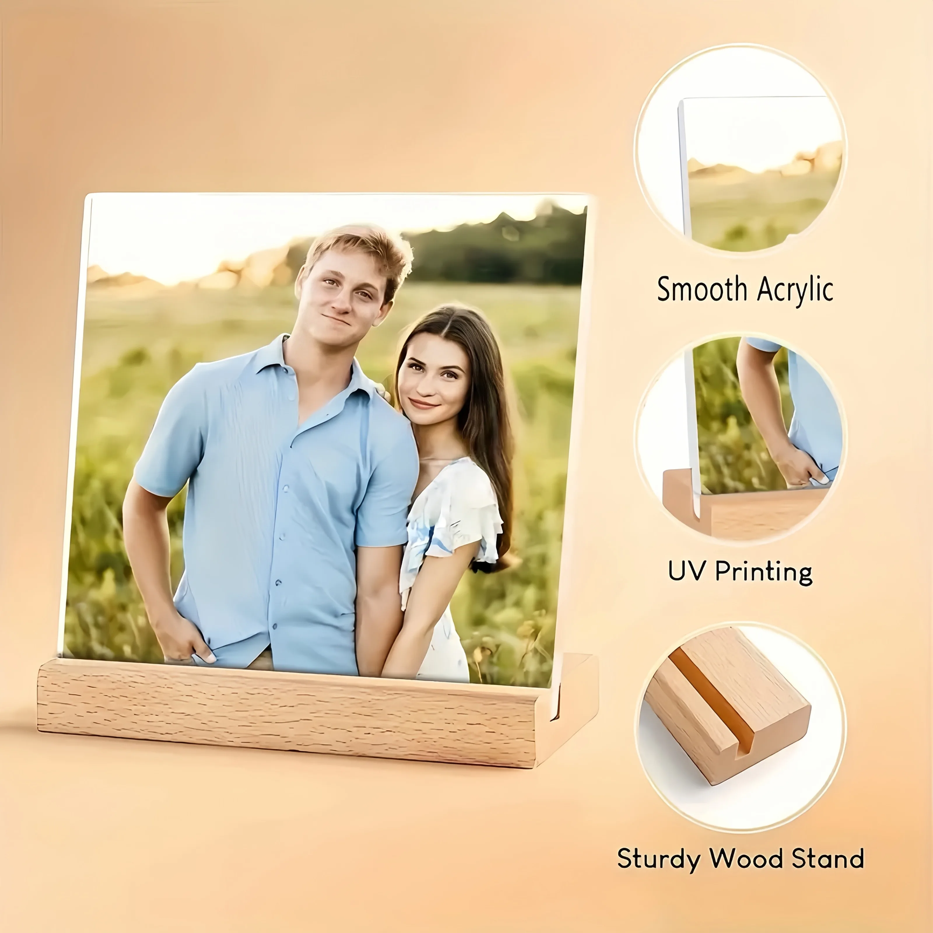 All-Season 1pc Customizable Photo Personalized Acrylic - Put Happiness on the Table - Bedroom - Living Room view 5