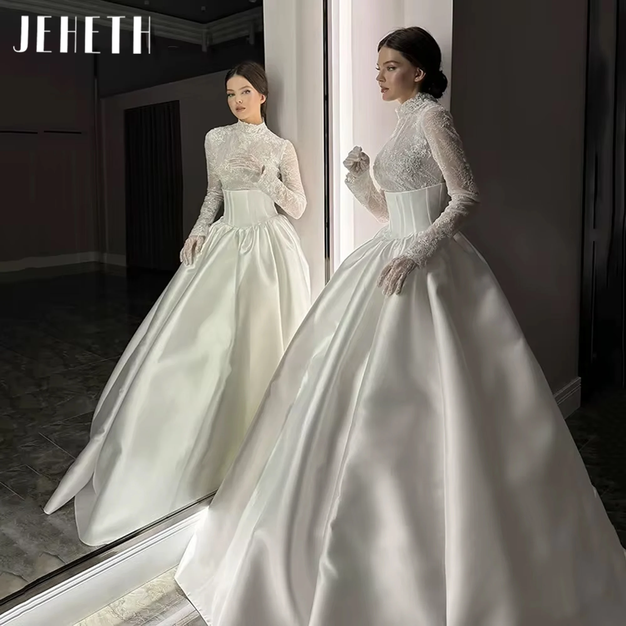 JEHETH A-line Apliques de encaje vestidos de novia JEHETH A-línea encaje aplicado vestidos de novia vestido de novia manga larga vestidos de novia vestido de novia elegante personalizado 2025