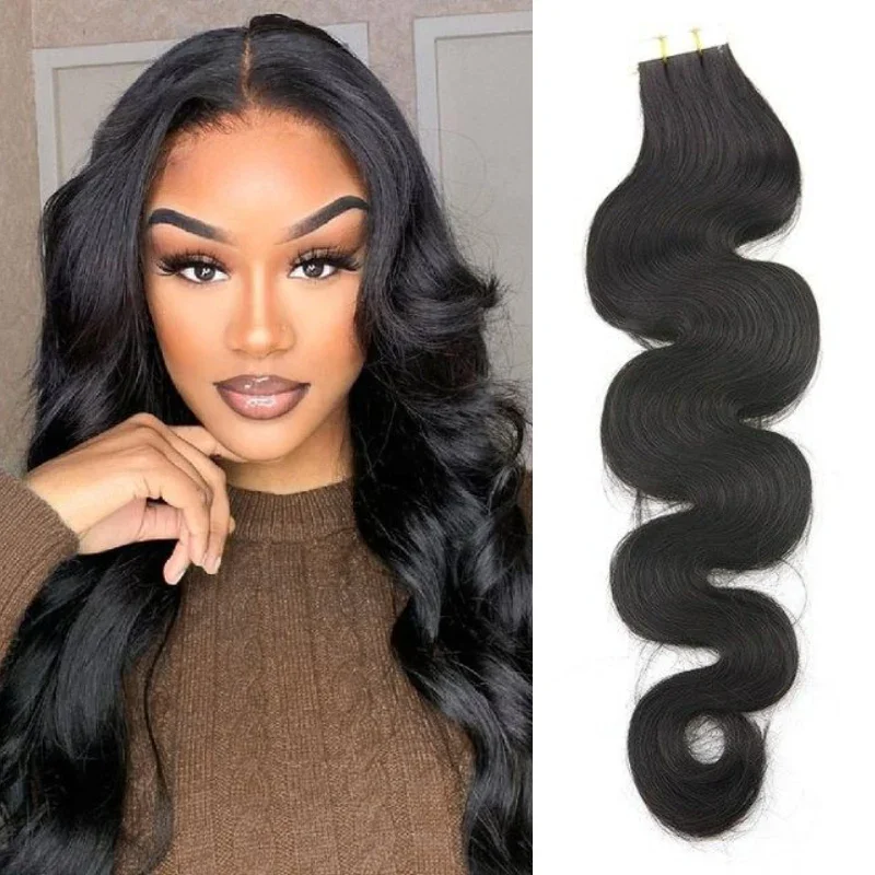 Body Wave Tape in Hair Extensions Human Hair 14-26Inch 20 Pieces 100% Remy Double Sided Wave Tape in Hair 50g 20Pcs