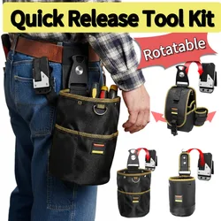 1680D Rotatable Quick-hanging Nail Tool Bag Tool Pouch For Woodworking Electrician Mechanic Man Large Capacity Organizer
