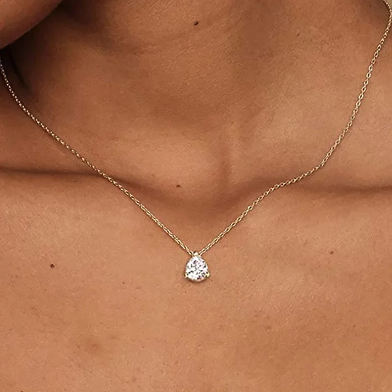 Kryształy krople naszyjnik dla kobiet koreański moda złoty geometryczny diamentowy łańcuch Choker na akcesoria na szyję biżuteria N511 — zdjęcie 2