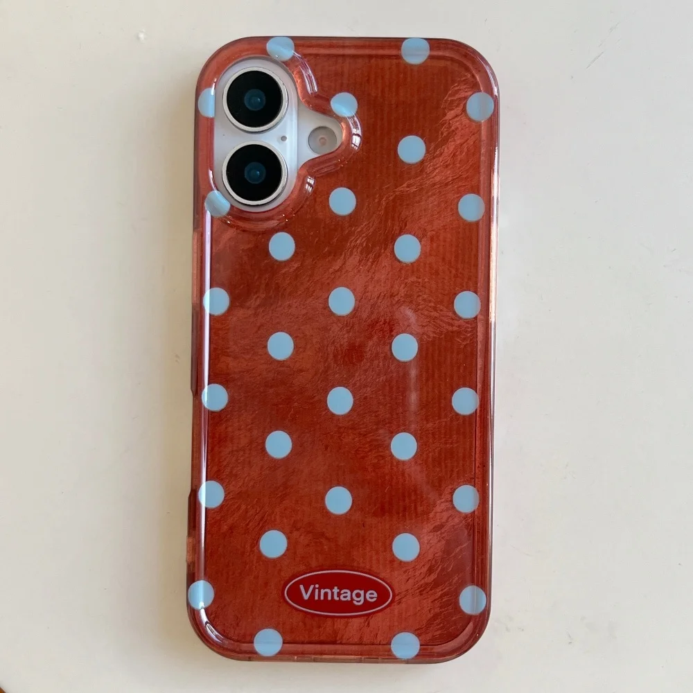 

Fashion Korean INS polka dot phone case for iPhone 17 16 ProMax 14 15Pro fundas new shockproof protective case for 14 phone case
