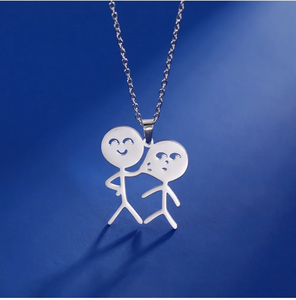 COOLTIME Lustige Mittelfinger Stickman Halskette Edelstahl Hip Hop Doodle Anhänger Halskette für Frauen Männer Punk Schmuck Geschenk – Detail 20