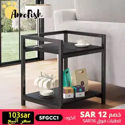 AnneFish Simple Small Double Layer Sofa Coffee Side Table Nightstand For Living Room