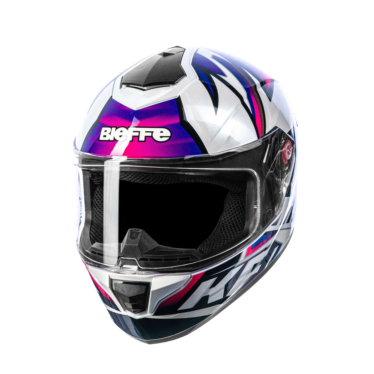 Bieffe B12 KF White Helmet with Purple + Mirror Visor