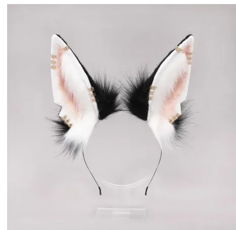 6 stylów pluszowe uszy Anubis wilk kot pies uszy czarny biały obręcz do włosów na przebranie na karnawał akcesoria Handmade Furry pałąk bestia — zdjęcie 2