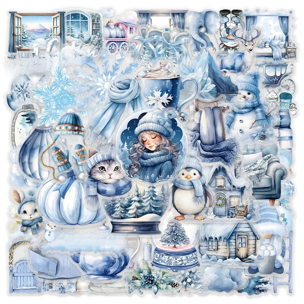 10/30/50PCS Leuke Cartoon Blauwe Winter Graffiti Stickers Decoratie Decals Laptop Notebook Telefoon Briefpapier Scrapbooking Sticker - afbeelding 2