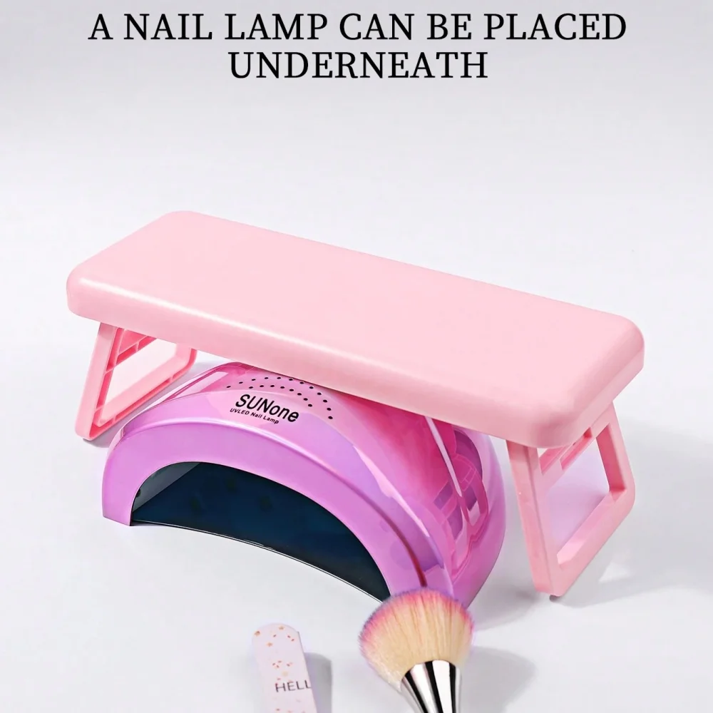 قطعة واحدة من مسند ذراع الأظافر البلاستيكي الوردي، وسادة يد مانيكير قابلة للطي للاستخدام المنزلي في الصالونات، أداة مريحة لمحطة عمل فن الأظافر #4