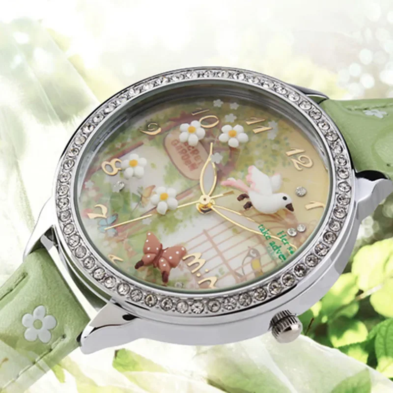 M:N: Marke Mode Uhr Damen Luxus Hand-made 3D Vogel Mädchen Geschenk Quarz Armbanduhren Wasserdicht