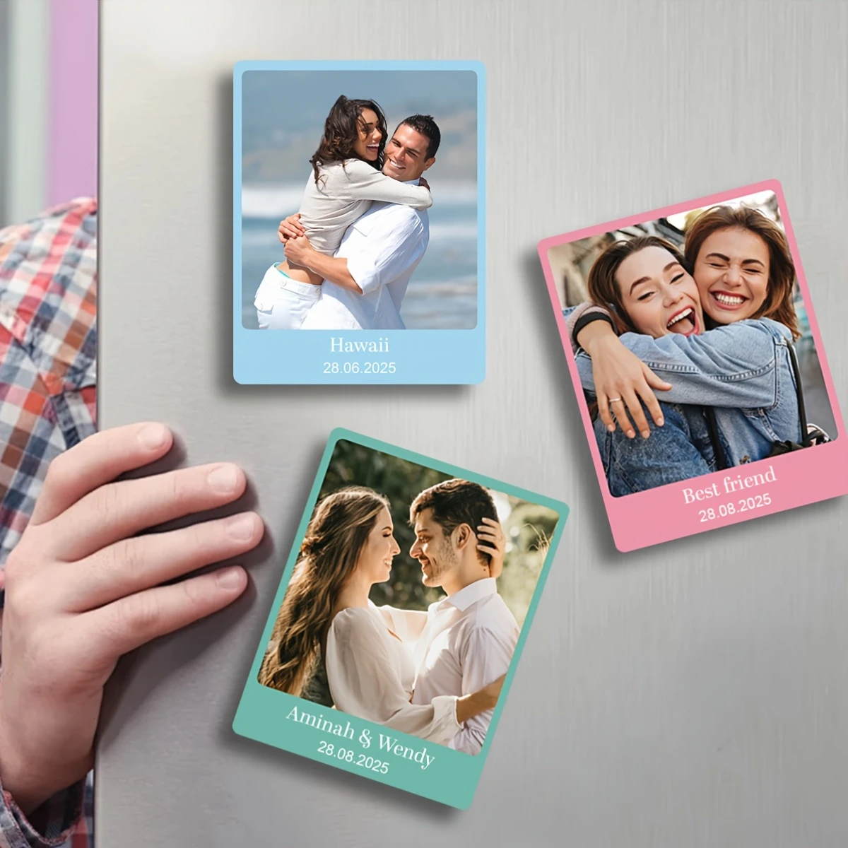 Custom Photo Fridge Magnets Personalize Name Date Text Wedding Shower Kitchen Whiteboard Home Decor Gift