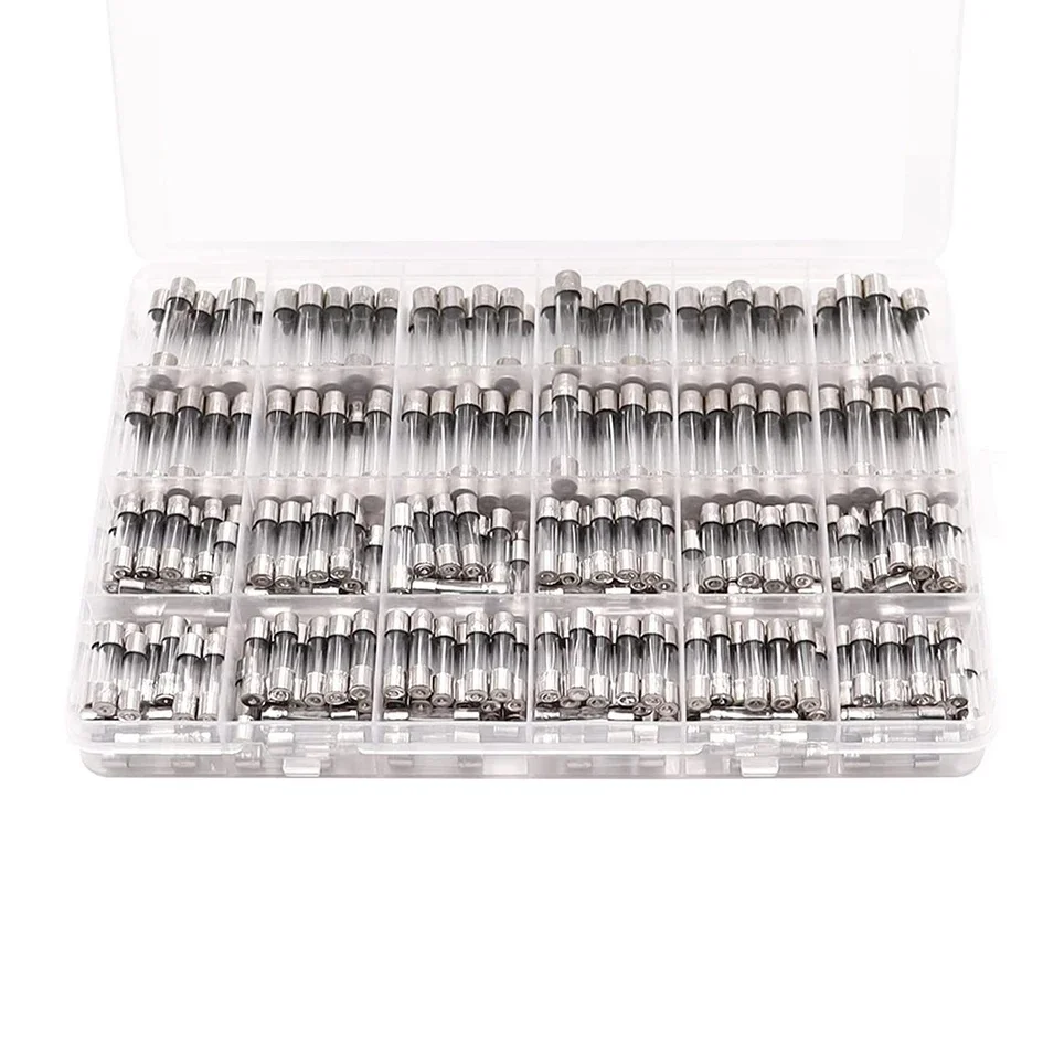 100 pièces/225 pièces 5x20mm 0.1A-30A fusibles ménagers fusible électrique assorti ampli fusible en verre à soufflage rapide ensemble de mélange avec boîte 0.2A 0.5A 1A 2A