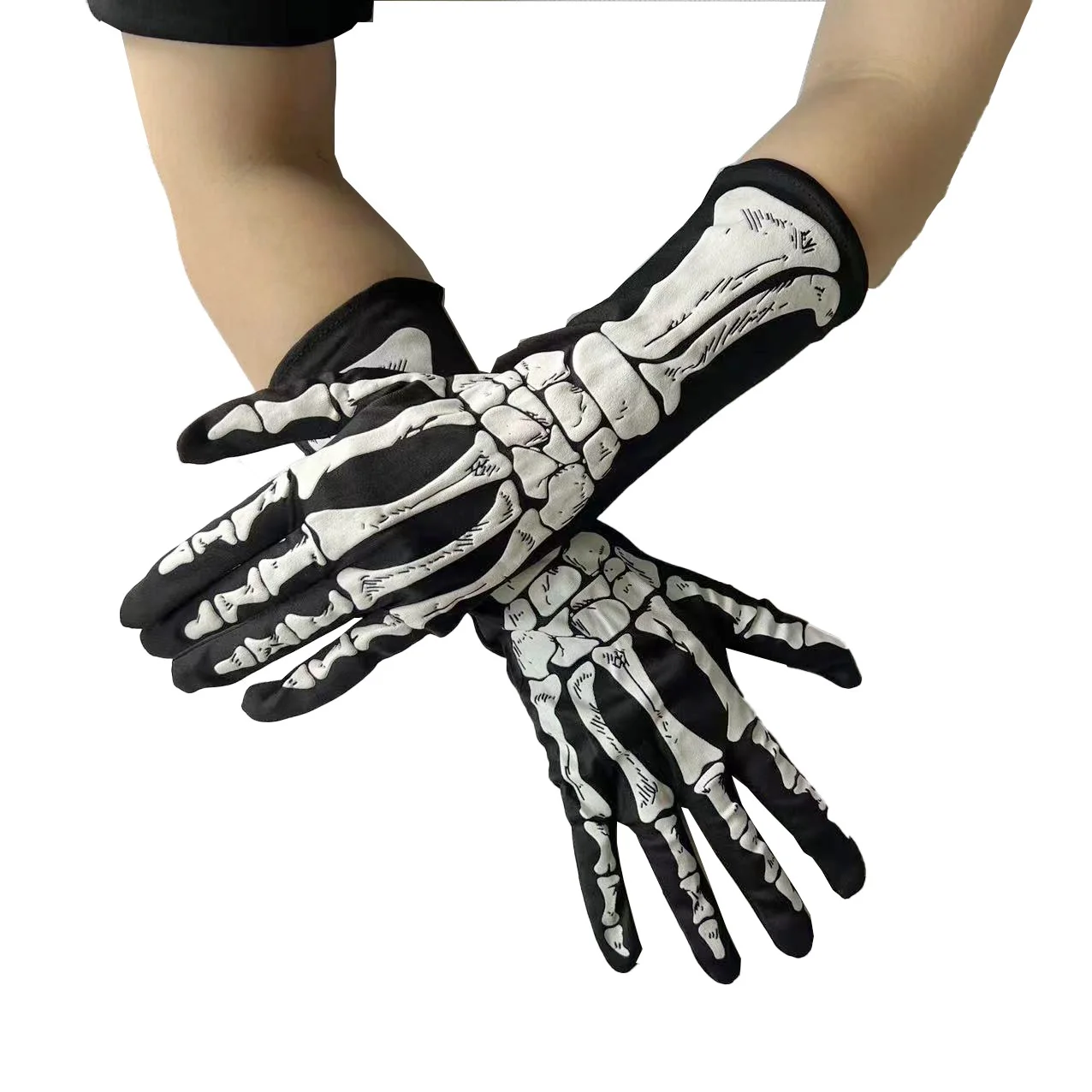 

New Long Wrist Skeleton Gloves Halloween Costume Masquerade Skull Bone Party Accessories Men Women Cosplay Full Finger Mittens