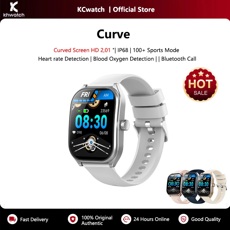 KHwatch Curve 2.01"Curved Screen Mens Watches 5.3 Bluetooth Call IP68 Sport Waterproof Watches Women Watches Couple's Watches