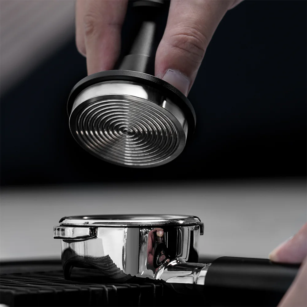 IKAPE Espresso Tamper V5, Coffee Tamper with Sound Feedback for Barista, 100% Stainless Steel Base Tamper with Calibrated Spring