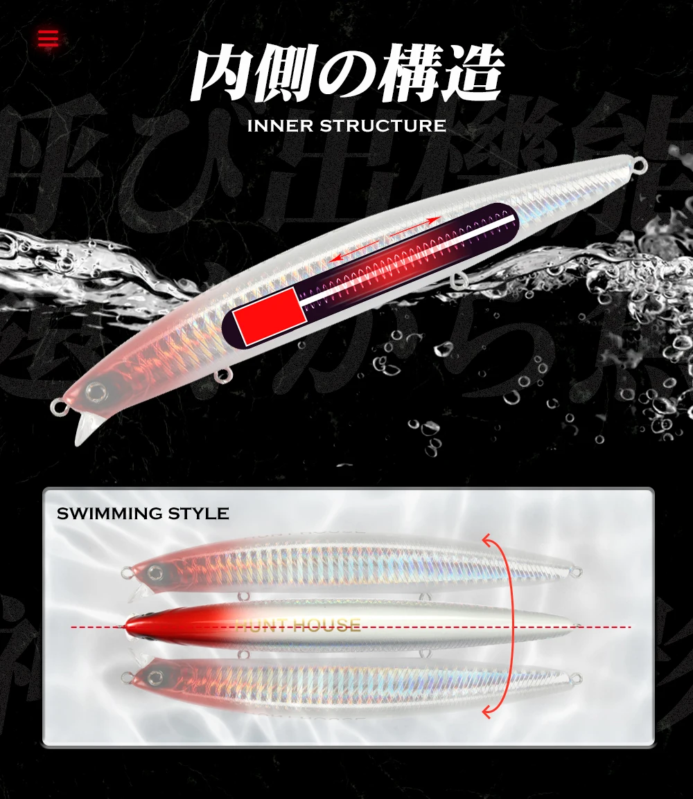 Hunthouse Minnow Angelköder, 135 mm/21 g, Balance-Casting-System, schwimmende Wobbler für Barsch, Hecht, Forelle, Fischgerät – Detail 6
