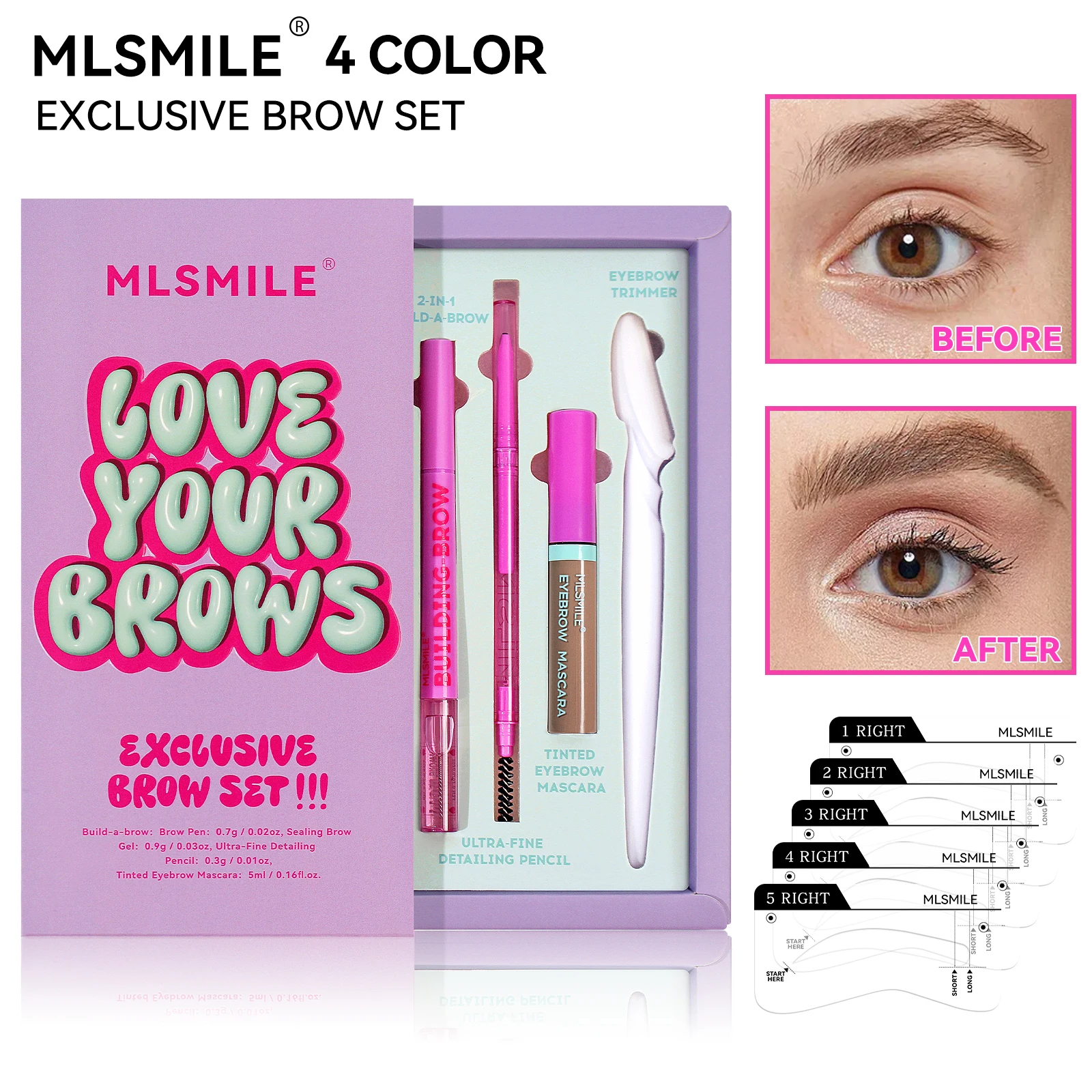 完全な眉毛キット,正確な定義,鉛筆,ジェル,成形ツール,長持ちする防水メイクアップセット