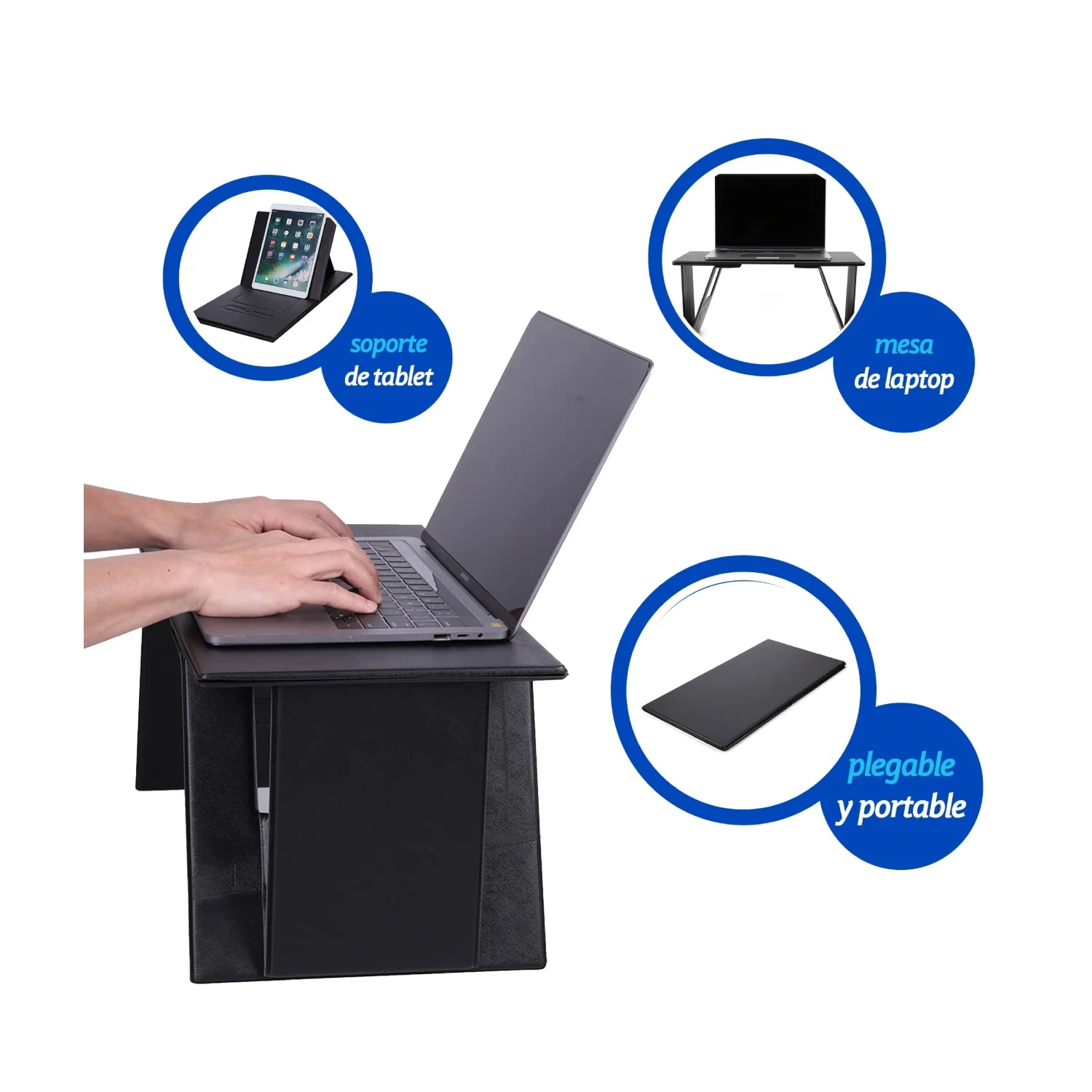 حامل كمبيوتر محمول قابل للطي من Bluelander ، طاولة قابلة للطي ، قابلة للتحويل إلى حامل الكمبيوتر اللوحي ، بطانة جلد PU مقاومة للماء ، متينة وقابلة للتعديل ، مساحة كبيرة ، مكتب متعدد الوظائف والمنزل