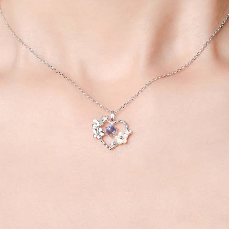 New Romantic Moonstone Star Moon Heart Pendant Necklace for Women Fashion Zircon Butterfly Choker Elegant Clavicle Chain Jewelry