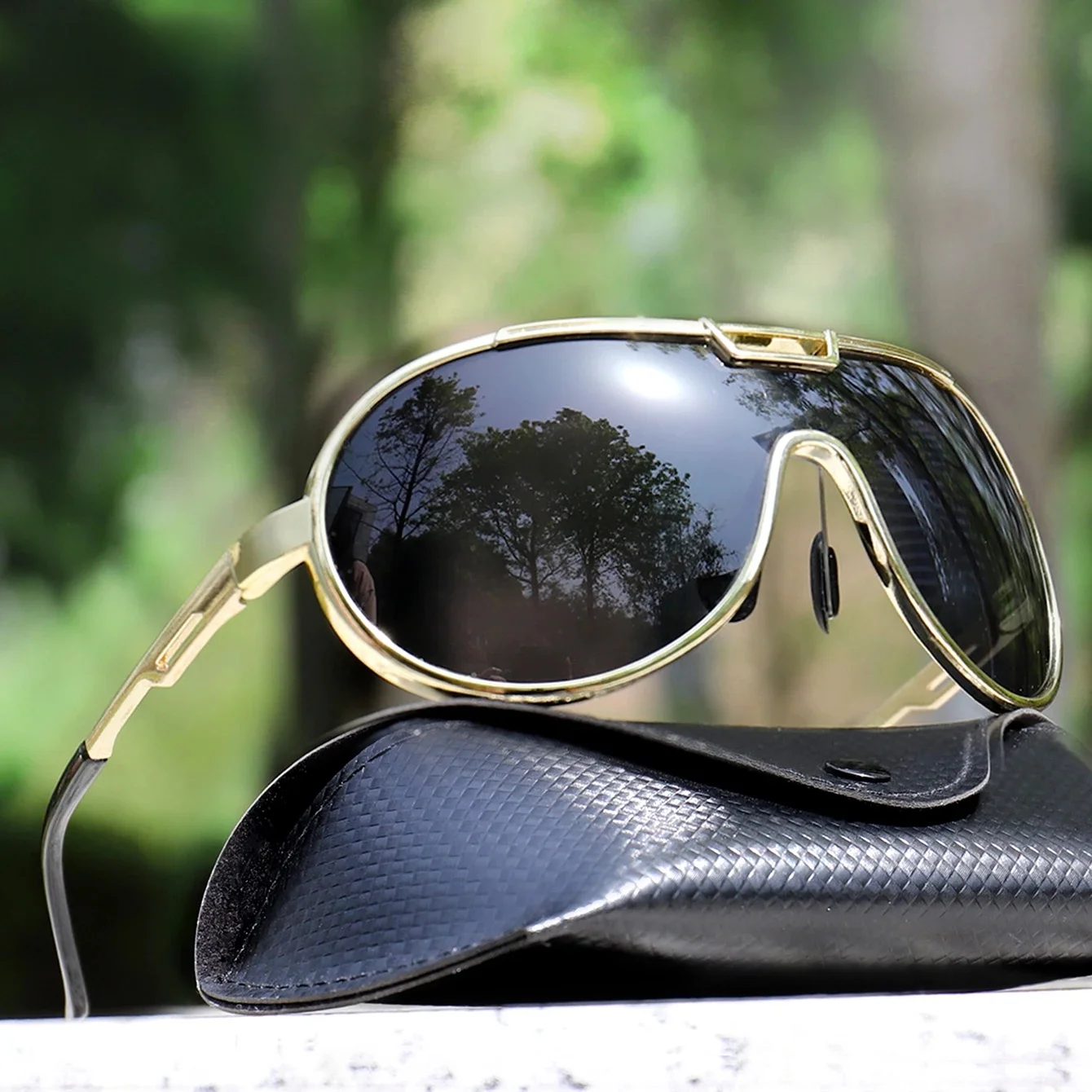 AliExpress NONE Fishing Sunglasses PC Frame Men and Women Trendy Round Windproof Shades with UV Protection Cycling Driving Travel With BOX