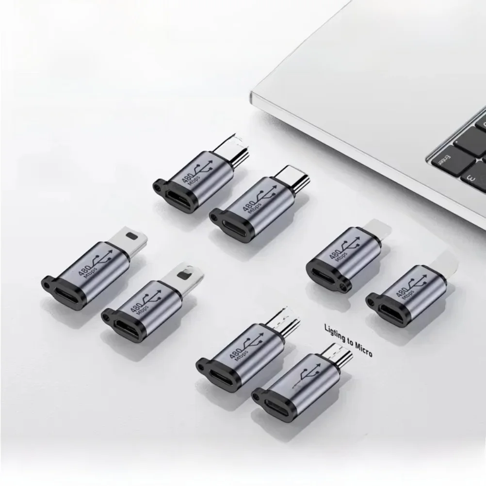 Adaptateur de Type C USB C vers Micro vers Mini USB femelle, convertisseurs pour iPhone 14 13 Xiaomi Samsung pour adaptateur de chargeur Lightning mâle