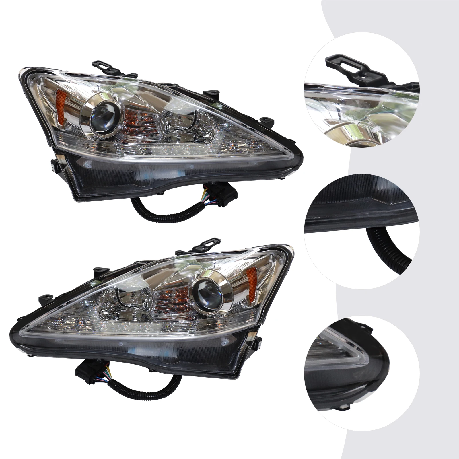 

Fits 2006-2013 Lexus IS250 IS350 LED And Strip Projector Headlights Lamps Left+Right Headlight Assembly Direct Replacement